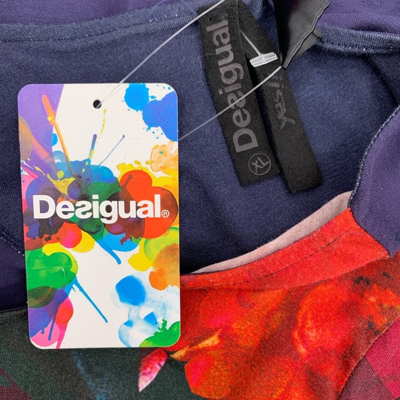 Desigual tunic t-shirt red blue patchwork new XL - Picture 6 of 6